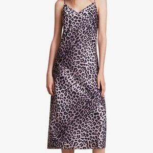 All Saints Leopard Print Satin Slip Dress